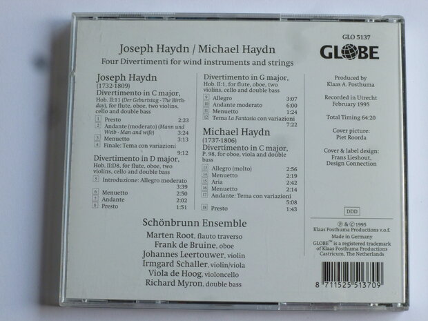 Haydn - 4 Divertmenti for wind instr. and strings / Sch&ouml;nbrunn Ensemble
