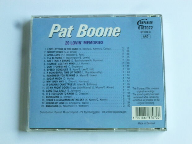 Pat Boone - 20 Lovin' Memories