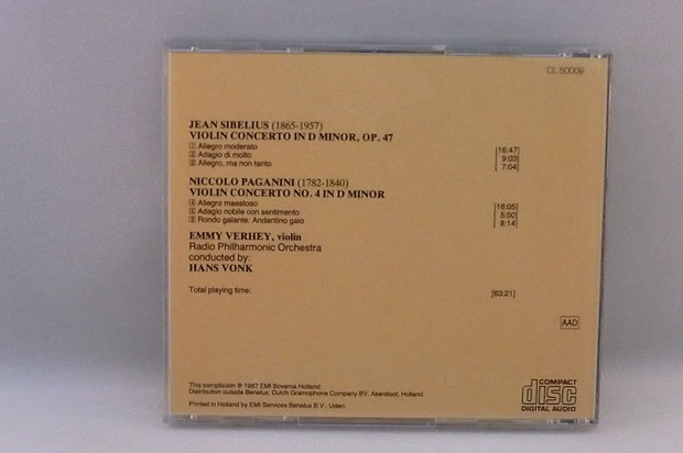 Sibelius, Paganini - Violin Concertos / Emmy Verhey, Hans Vonk