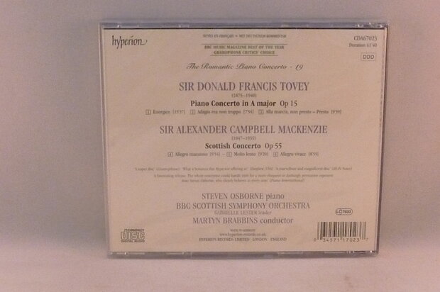 Mackenzie / Tovey - Scottish Concerto / Steven Osborne (nieuw)