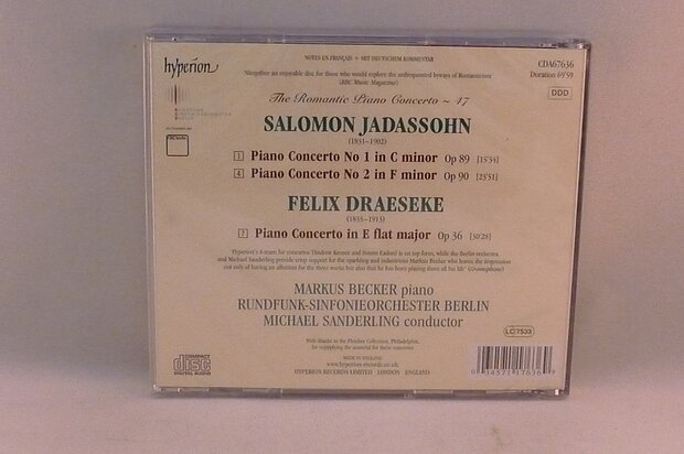 Jadassohn / Draeseke - Concerto / Markus Becker (nieuw)