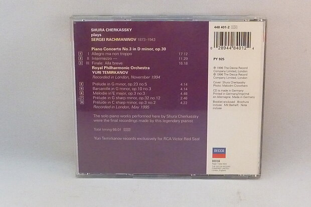 Rachmaninov - Piano Concert 3 / Shura Cherkassky