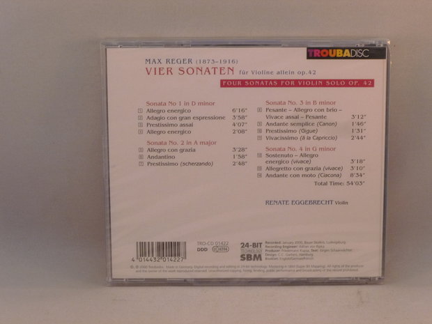 Max Reger - Vier Sonaten / Renate Eggebrecht (nieuw)