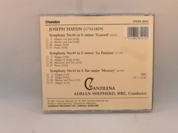 Joseph Haydn - Three Symp. 44, 49 & 43 Cantilena Adrian Shepherd