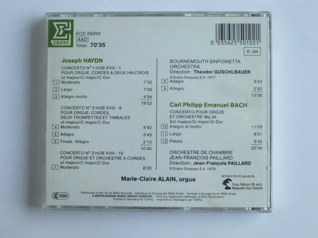 Haydn / C.P.E. Bach - Concertos pour orgue / Marie-Claire Alain