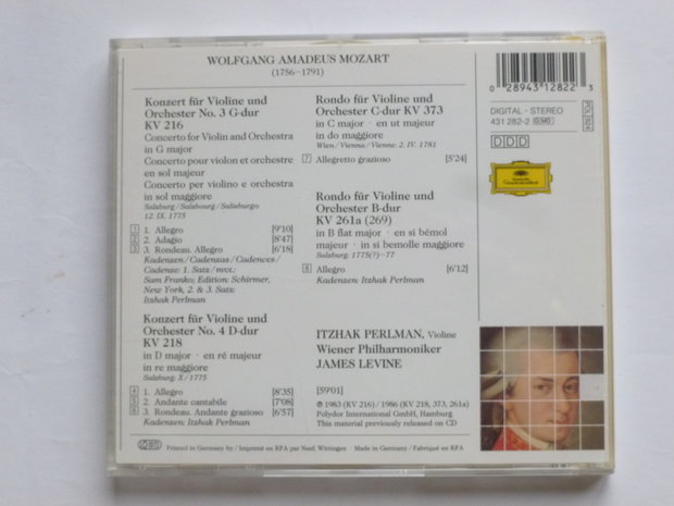 Mozart - Violinkonzerte no. 3 & 4 / Itzhak Perlman, James Levine