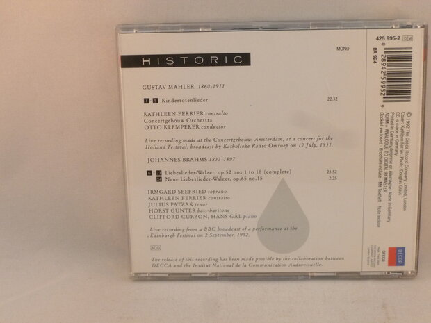 Mahler - Kindertotenlieder / Kathleen Ferrier