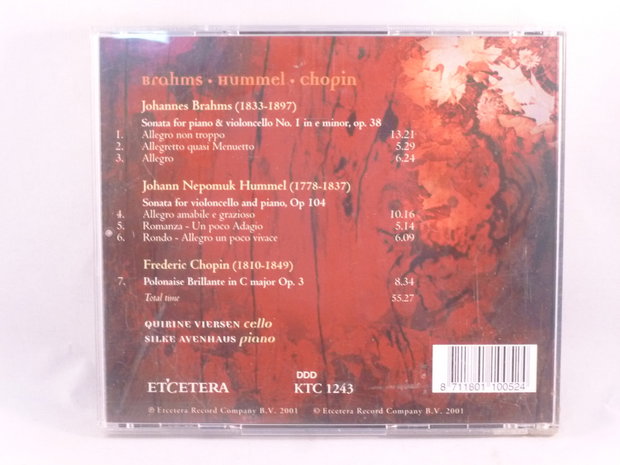 Brahms, Hummel, Chopin - Sonatas for Cello & Piano / Viersen, Avenhaus