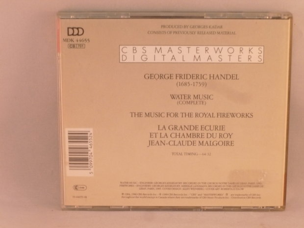 Handel - water music, fireworks / JEAN-CLAUDE MALGOIRE 