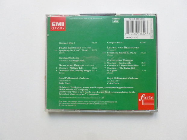 Schubert - Symphony no. 9 / Beethoven - Symphony no. 7 / Szell, Colin Davis (2 CD)
