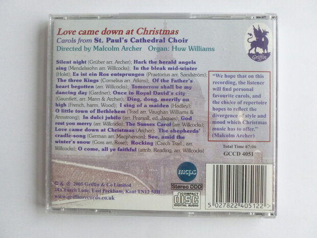 St. Paul's Cathedral Choir - Love came down at Christmas