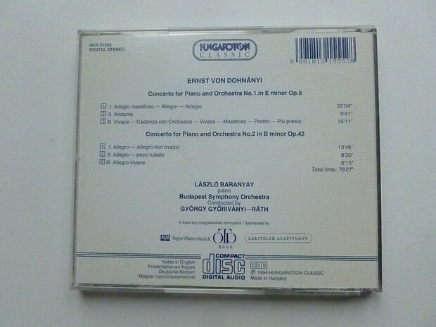 Dohnanyi - Concerto for piano and Orchestra 1, 2 / Laszlo Baranyay