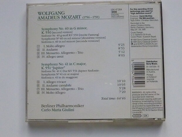 Mozart - Symphonies no. 40 & 41 / Carlo Maria Giulini