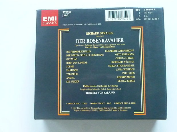 Richard Strauss - Der Rosenkavalier / Herbert von Karajan (3 CD)