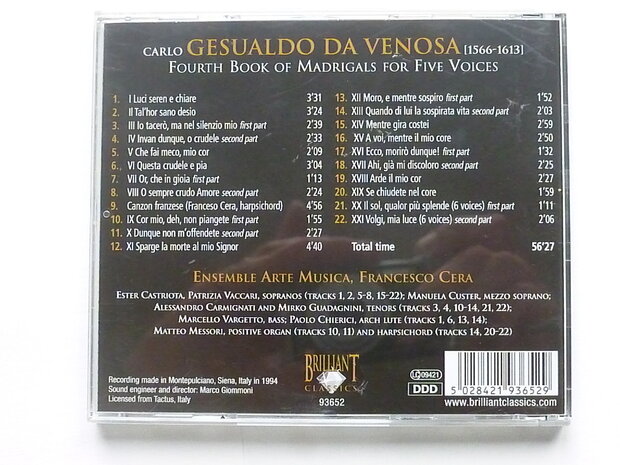 Gesualdo da venosa - fourth book / Ensemble arte Musica