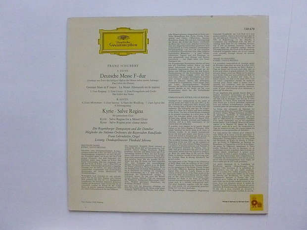 Frans Schubert - Deutsche Messe / Die Regensburger Domspatzen (LP)